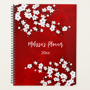 Asie Floral blanc cerisier rouge