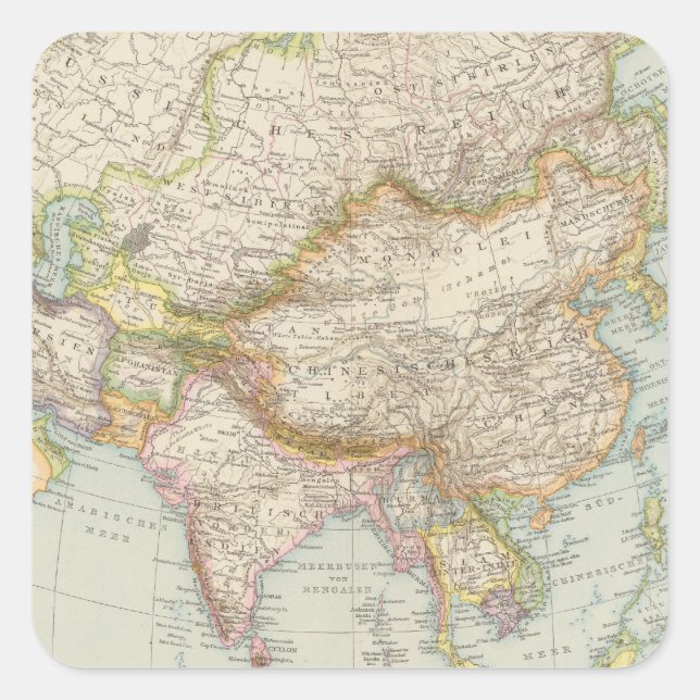 Asien - Map of Asia Square Sticker (Front)