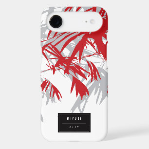 Asien Oriental Chinois Rouge Gris Feuilles de Bamb