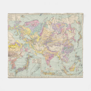 Asien u Europa - Atlas Map of Asia and Europe Fleece Blanket