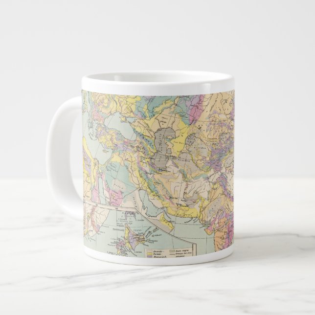 Asien u Europa - Atlas Map of Asia and Europe Large Coffee Mug (Front Left)