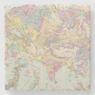 Asien u Europa - Atlas Map of Asia and Europe Stone Coaster