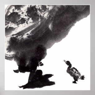 Asienkunst Poster mit Entenmalerei