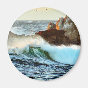 Asilomar Beaches Waves Ocean Dusk Magnet