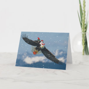 Asio and Otis riding an Eagle Holiday Card