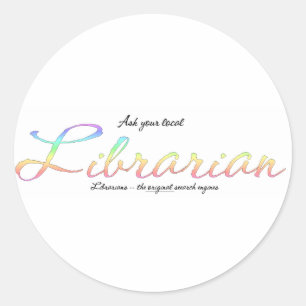 Ask a librarian classic round sticker