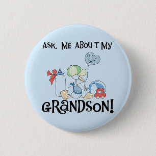 Ask About My Grandson Tshirts and Gifts 2 Inch Round Button