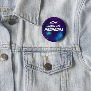 Ask About My Pronouns Customizable Galaxy 2 Inch Round Button