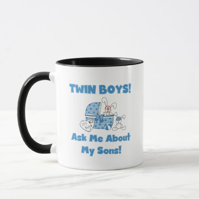 Ask About My Twin Sons Tshirts and Gifts Mug (Left)