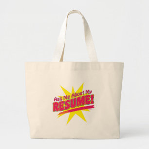 Ask About Resume Job Hunter Logo Large Tote Bag