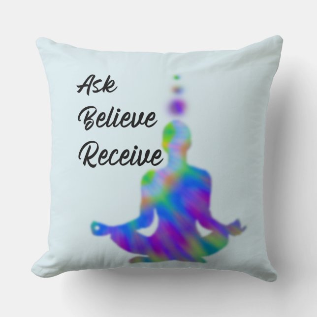 ASK BELIEVE RECEIVE THROW PILLOW (Front)