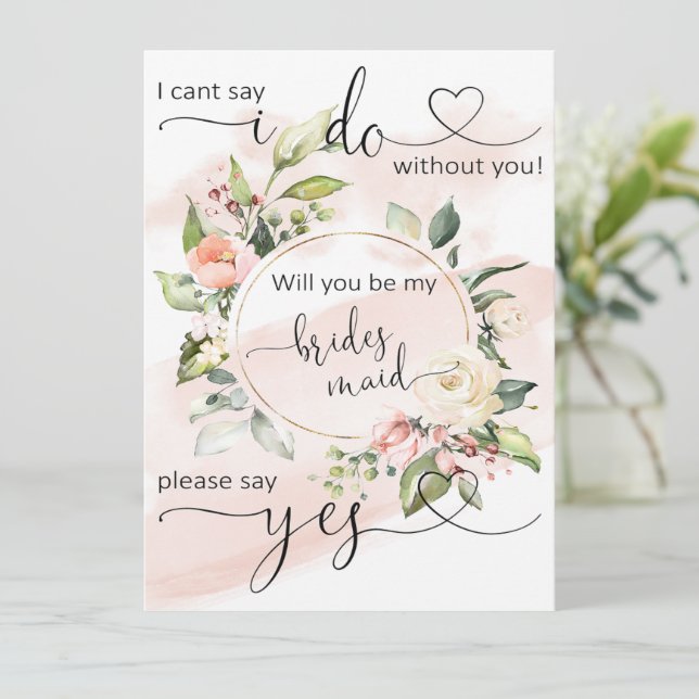 Ask Bridal Party Bridesmaid Proposal Card (Standing Front)