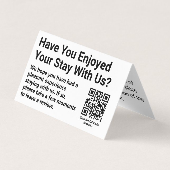 Ask Customers to Leave a Review QR Code Folded Business Card (Front)