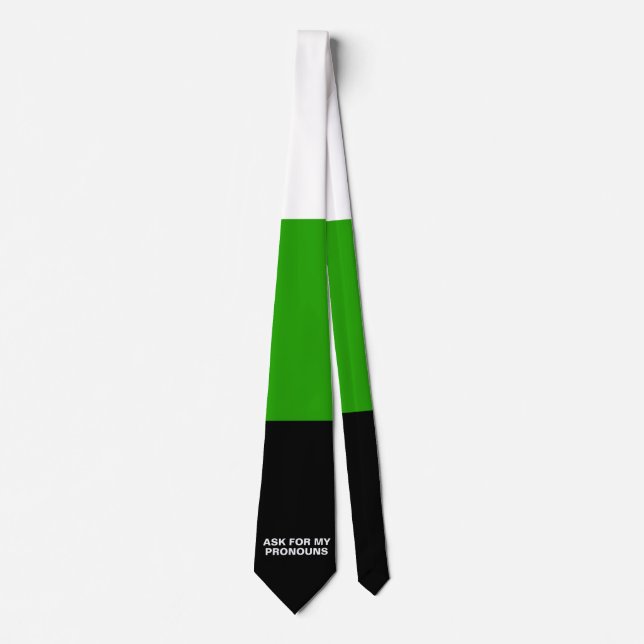 ASK FOR MY PRONOUNS - Neutrois Pride Tie (Front)
