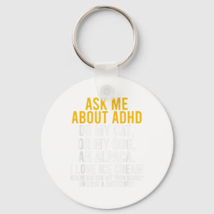 Ask Me About Adhd Autism Mental Health Awareness  Keychain