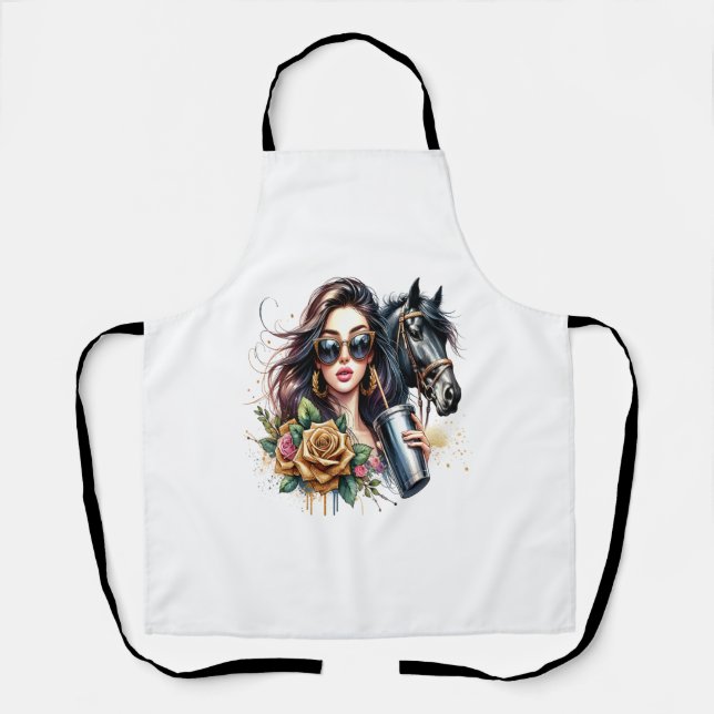 Ask Me About Horse Funny Horse Apron (Front)