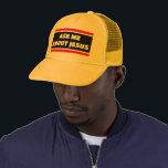 Ask Me About Jesus Evangelism Trucker Hat<br><div class="desc">Tell others about Jesus and the gospel. This hat is perfect to wear in your own ministry and evangelizing. It says "Ask me about Jesus" in a bold font with a modern design in the background.</div>