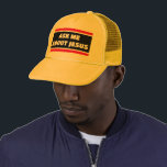 Ask Me About Jesus Evangelism Trucker Hat<br><div class="desc">Tell others about Jesus and the gospel. This hat is perfect to wear in your own ministry and evangelizing. It says "Ask me about Jesus" in a bold font with a modern design in the background.</div>