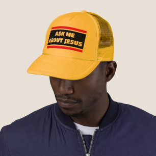 Ask Me About Jesus Evangelism Trucker Hat