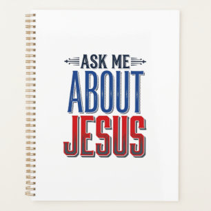 Ask Me About Jesus Vintage Christian Shirt Design Planner