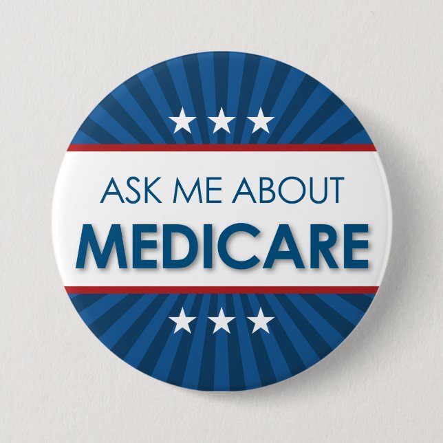 Ask Me About Medicare - Americana 3 Inch Round Button (Front)