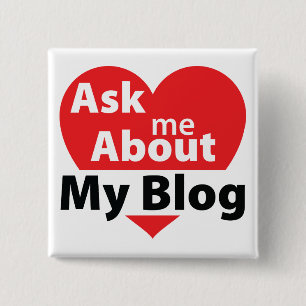 Ask Me About My Blog - Red 2 Inch Square Button