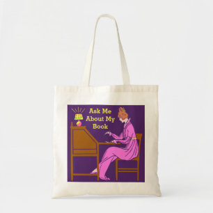 Ask Me About My Book Art Deco Lady Author Tote Bag