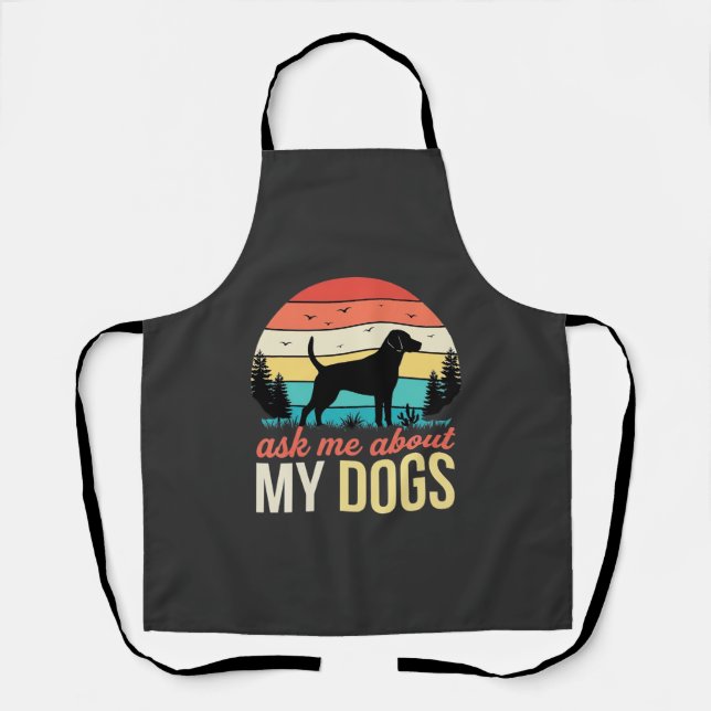 Ask Me About My Dogs Retro Sunset_1 Apron (Front)
