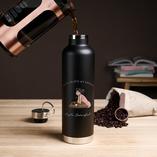 Ask Me About My Podcast | Monogram Podcaster Water Bottle (Coffee)