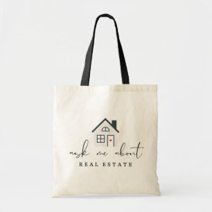 Ask Me About Real Estate Realtor Marketing Tote Bag