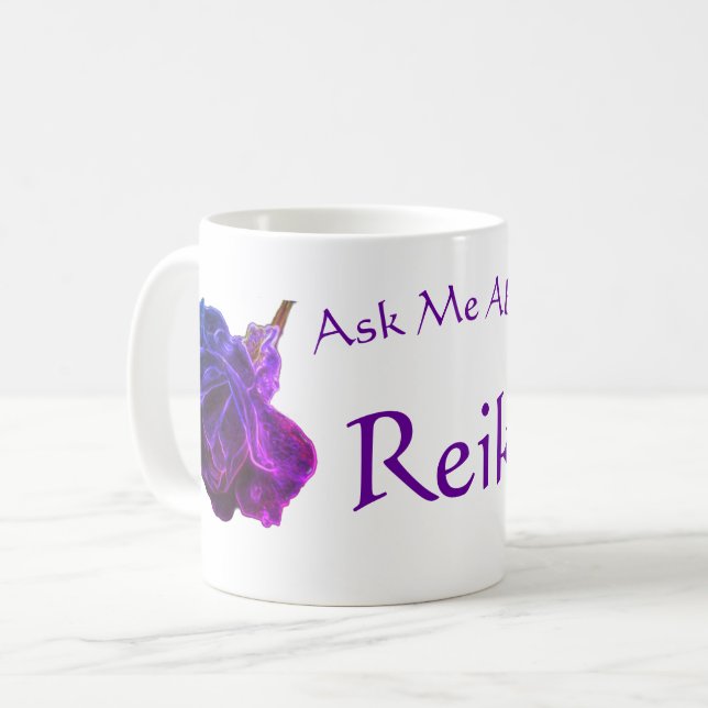 Ask Me About Reiki Purple Rose  Coffee Mug (Front Left)