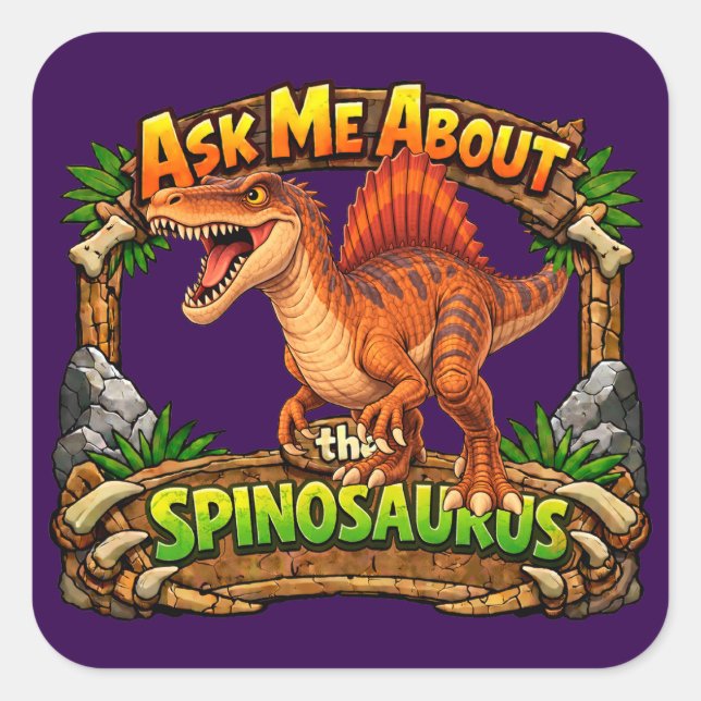 Ask Me About the Spinosaurus | 3 inch Sticker (Front)