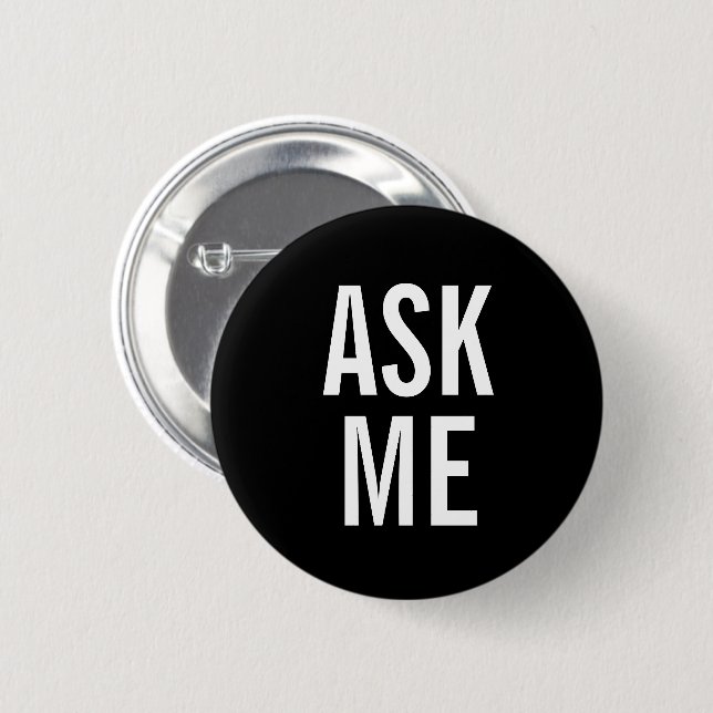 Ask Me | Black Volunteer Badge Button (Front & Back)