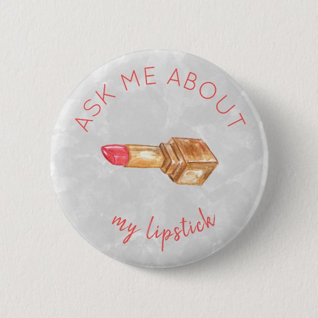 Ask me gold red lipstick and swatch promotional 2 inch round button (Front)