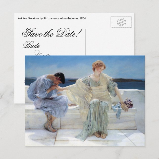 Ask Me No More by Alma Tadema Wedding Announcement Postcard (Front/Back)