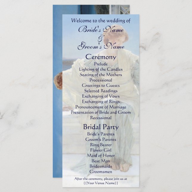 Ask Me No More by Alma Tadema Wedding Program (Front/Back)