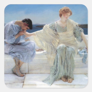 Ask Me No More by Sir Lawrence Alma Tadema Square Sticker
