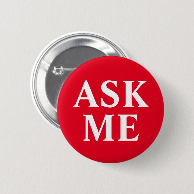 Ask Me Red Business Button (Front & Back)