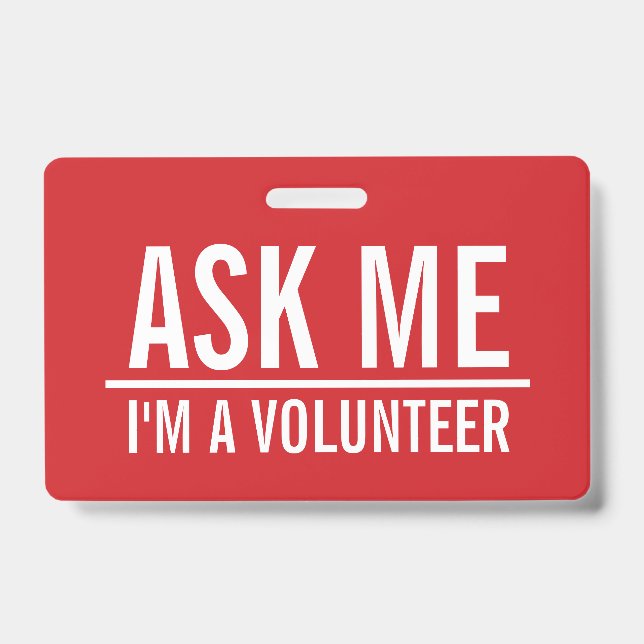 Ask Me | Red Volunteer Badge (Front)