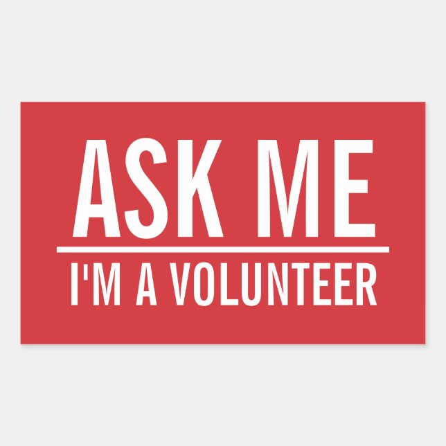 Ask Me | Red Volunteer Badge Sticker (Front)