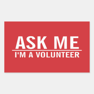 Ask Me   Red Volunteer Badge Sticker