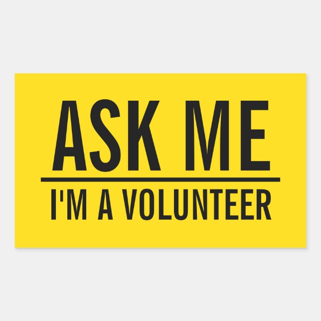 Ask Me | Yellow Volunteer Badge Sticker (Front)