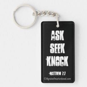 ASK SEEK KNOCK Bible Quote Keychain