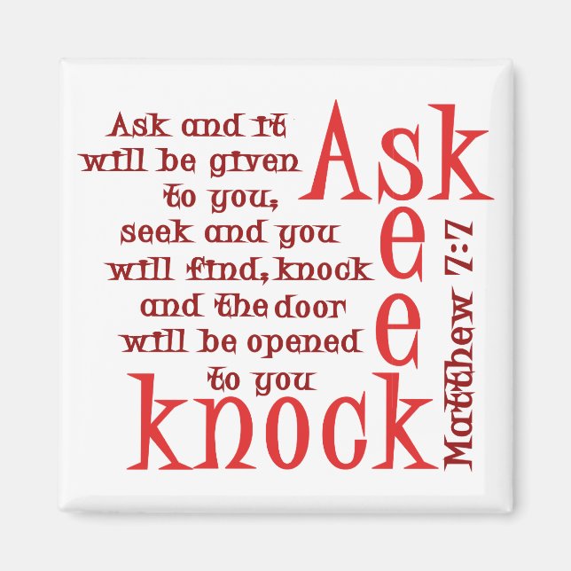Ask Seek Knock Magnet (Front)