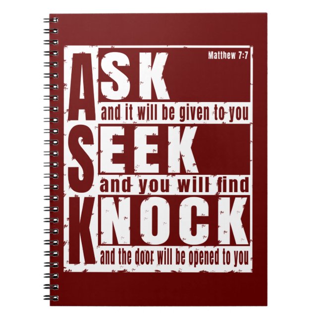 ask seek knock  notebook (Front)