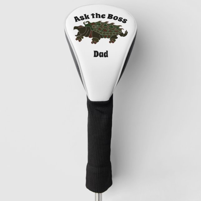 Ask the Boss Dad Alligator Snapping Turtle Golf Head Cover (Front)