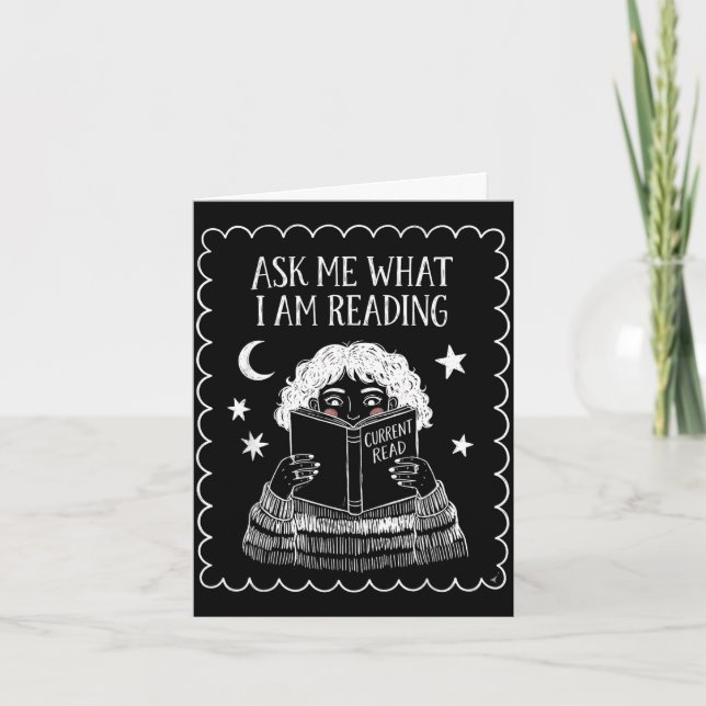 Ask what reading book lover librarian reading card (Front)