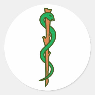 Äskulap Stab Asclepius staff Classic Round Sticker