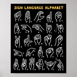 Asl Abc American Sign Language Alphabet Retro Deaf