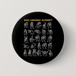 Asl Abc American Sign Language Alphabet Retro Deaf 2 Inch Round Button